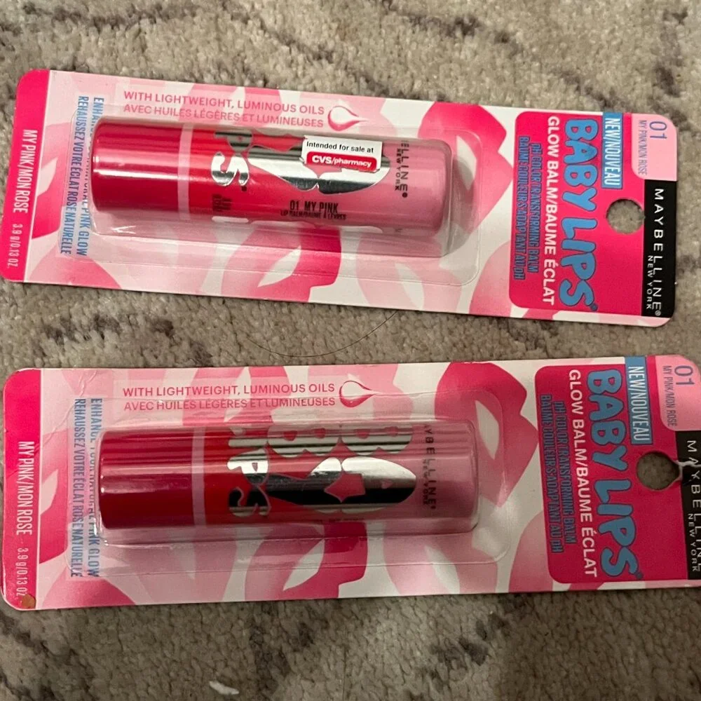 Maybelline Baby Lips Glow Balm My Pink 01 Hydrating Lip Color  (Set of‎ TWO!) 💗